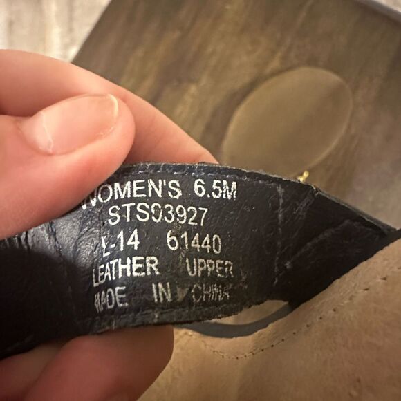 Sperry Leather Wedge gold ring Sandals Navy 6.5 - Picture 5 of 5